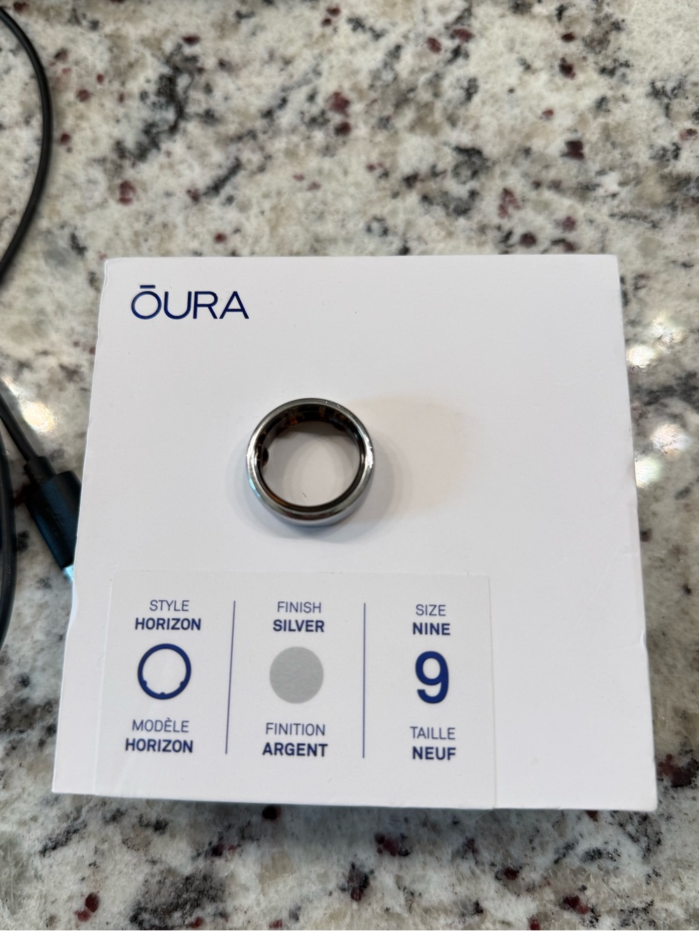 Oura Ring Gen 3 Silver Horizon SIZE 9